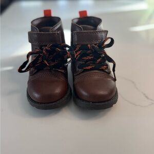 Carter's Dark Brown Kids Boots with Orange and Black Laces